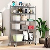 image:imageWire Shelving with Wheels 48x18x72 Inch 3000 Lbs Storage Shelves Heavy Duty CommercialGrade Adjustable Utility Shelf NSFCertified Metal Storage Rack with Shelf Liners 5Tier Matte BlackChrome