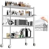 image:imageWire Shelving with Wheels 48x18x72 Inch 3000 Lbs Storage Shelves Heavy Duty CommercialGrade Adjustable Utility Shelf NSFCertified Metal Storage Rack with Shelf Liners 5Tier Matte BlackChrome