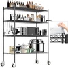 image:imageWire Shelving with Wheels 48x18x72 Inch 3000 Lbs Storage Shelves Heavy Duty CommercialGrade Adjustable Utility Shelf NSFCertified Metal Storage Rack with Shelf Liners 5Tier Matte BlackMatte Black