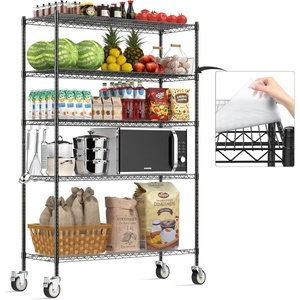 image:imageWire Shelving with Wheels 48x18x72 Inch 3000 Lbs Storage Shelves Heavy Duty CommercialGrade Adjustable Utility Shelf NSFCertified Metal Storage Rack with Shelf Liners 5Tier Matte BlackMatte Black01