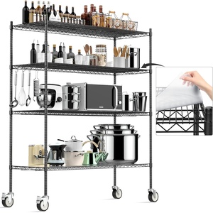 image:imageWire Shelving with Wheels 48x18x72 Inch 3000 Lbs Storage Shelves Heavy Duty CommercialGrade Adjustable Utility Shelf NSFCertified Metal Storage Rack with Shelf Liners 5Tier Matte BlackMatte Black