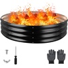 image:imageRaynesys 36 Round Galvanized Fire Pit Ring for Outdoor Wood Burning SilverBlack