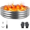 image:imageRaynesys 36 Round Galvanized Fire Pit Ring for Outdoor Wood Burning SilverSilver