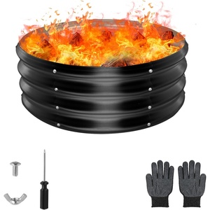 image:imageRaynesys 36 Round Galvanized Fire Pit Ring for Outdoor Wood Burning SilverBlack
