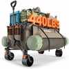 image:imageRaynesys Collapsible Wagon Cart with Wheels Foldable 440lbs 300L Heavy Duty Folding Wagon for Sports Beach Grocery Camping Coffee Brown  Upgraded Effortless Elegance