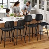 image:imageRaynesys 246 Inch Counter Height Barstools Set of 3 High Backrest Faux Leather Upholstered Counter Stools with Armless Footrest Black