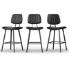 image:imageRaynesys 246 Inch Counter Height Barstools Set of 3 High Backrest Faux Leather Upholstered Counter Stools with Armless Footrest Black