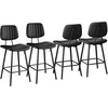 image:imageRaynesys 246 Inch Counter Height Barstools Set of 3 High Backrest Faux Leather Upholstered Counter Stools with Armless Footrest Black
