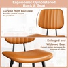 image:imageRaynesys 246 Inch Counter Height Barstools Set of 3 High Backrest Faux Leather Upholstered Counter Stools with Armless Footrest Brown