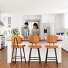 image:imageRaynesys 246 Inch Counter Height Barstools Set of 3 High Backrest Faux Leather Upholstered Counter Stools with Armless Footrest Brown