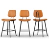 image:imageRaynesys 246 Inch Counter Height Barstools Set of 3 High Backrest Faux Leather Upholstered Counter Stools with Armless Footrest Brown
