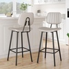 image:imageRaynesys 24Inch Leather Bar Stools Set of 3 with High Backrest BeigeBeige