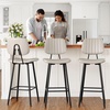 image:imageRaynesys 24Inch Leather Bar Stools Set of 3 with High Backrest BeigeBeige