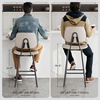 image:imageRaynesys 24Inch Leather Bar Stools Set of 3 with High Backrest BeigeBeige