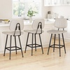 image:imageRaynesys 24Inch Leather Bar Stools Set of 3 with High Backrest BeigeBeige