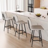 image:imageRaynesys 24Inch Leather Bar Stools Set of 3 with High Backrest BeigeBeige