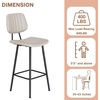 image:imageRaynesys 24Inch Leather Bar Stools Set of 3 with High Backrest BeigeBeige