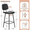 image:imageRaynesys 24Inch Leather Bar Stools Set of 3 with High Backrest BeigeBlack