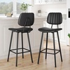 image:imageRaynesys 24Inch Leather Bar Stools Set of 3 with High Backrest BeigeBlack