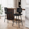 image:imageRaynesys 24Inch Leather Bar Stools Set of 3 with High Backrest BeigeBlack