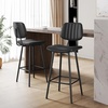 image:imageRaynesys 24Inch Leather Bar Stools Set of 3 with High Backrest BeigeBlack