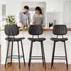 image:imageRaynesys 24Inch Leather Bar Stools Set of 3 with High Backrest BeigeBlack