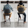 image:imageRaynesys 24Inch Leather Bar Stools Set of 3 with High Backrest BeigeBlack