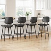 image:imageRaynesys 24Inch Leather Bar Stools Set of 3 with High Backrest BeigeBlack