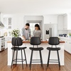 image:imageRaynesys 24Inch Leather Bar Stools Set of 3 with High Backrest BeigeBlack