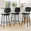 image:imageRaynesys 24Inch Leather Bar Stools Set of 3 with High Backrest BeigeBlack