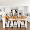 image:imageRaynesys 24Inch Leather Bar Stools Set of 3 with High Backrest BeigeBrown