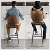 image:imageRaynesys 24Inch Leather Bar Stools Set of 3 with High Backrest BeigeDark Brown