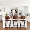 image:imageRaynesys 24Inch Leather Bar Stools Set of 3 with High Backrest BeigeDark Brown