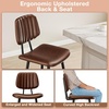 image:imageRaynesys 24Inch Leather Bar Stools Set of 3 with High Backrest BeigeDark Brown