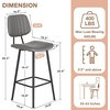 image:imageRaynesys 24Inch Leather Bar Stools Set of 3 with High Backrest BeigeGrey