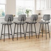 image:imageRaynesys 24Inch Leather Bar Stools Set of 3 with High Backrest BeigeGrey