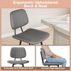 image:imageRaynesys 24Inch Leather Bar Stools Set of 3 with High Backrest BeigeGrey