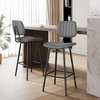 image:imageRaynesys 24Inch Leather Bar Stools Set of 3 with High Backrest BeigeGrey