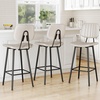 image:imageRaynesys 24Inch Leather Bar Stools Set of 4 with High Backrest BeigeBeige