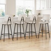 image:imageRaynesys 24Inch Leather Bar Stools Set of 4 with High Backrest BeigeBeige