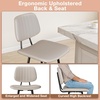 image:imageRaynesys 24Inch Leather Bar Stools Set of 4 with High Backrest BeigeBeige