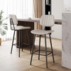 image:imageRaynesys 24Inch Leather Bar Stools Set of 4 with High Backrest BeigeBeige