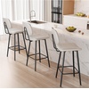 image:imageRaynesys 24Inch Leather Bar Stools Set of 4 with High Backrest BeigeBeige