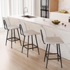 image:imageRaynesys 24Inch Leather Bar Stools Set of 4 with High Backrest BeigeBeige