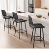 image:imageRaynesys 24Inch Leather Bar Stools Set of 4 with High Backrest BeigeBlack