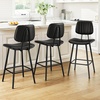 image:imageRaynesys 24Inch Leather Bar Stools Set of 4 with High Backrest BeigeBlack