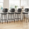 image:imageRaynesys 24Inch Leather Bar Stools Set of 4 with High Backrest BeigeBlack
