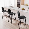 image:imageRaynesys 24Inch Leather Bar Stools Set of 4 with High Backrest BeigeBlack