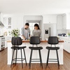 image:imageRaynesys 24Inch Leather Bar Stools Set of 4 with High Backrest BeigeBlack