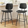 image:imageRaynesys 24Inch Leather Bar Stools Set of 4 with High Backrest BeigeBlack